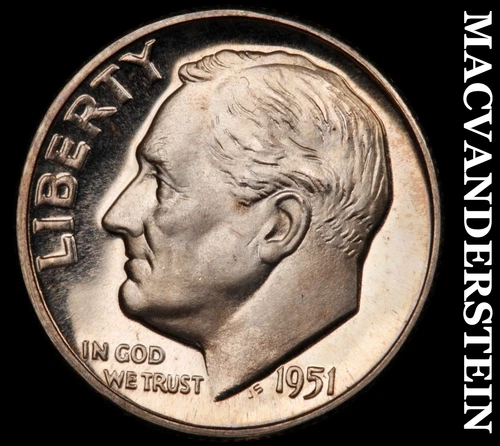 1951 Roosevelt Dime - Choice Gem Proof  Lustrous  No Reserve  #G4777