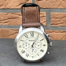 Fossil Grant FS4735 Herren Chronograph Quarz, weißes Zifferblatt …