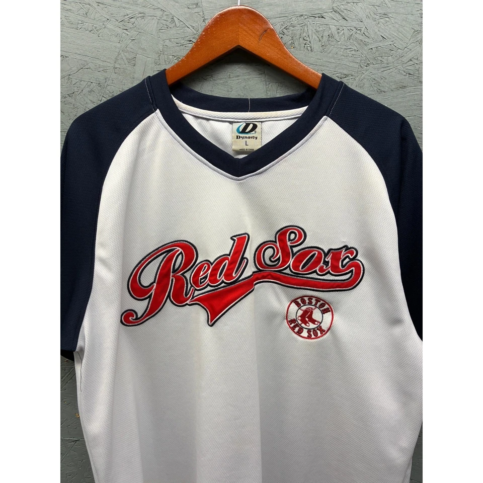 Бейсбольная футболка Dynasty Boston Red Sox мужская L белая темно-синяя с v-образным вырезом графическая футболка - Изображение 2 из 4
