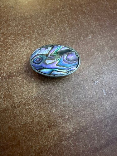 Alpaca Oval Abalone Shell Pill Box 1 inch vintage