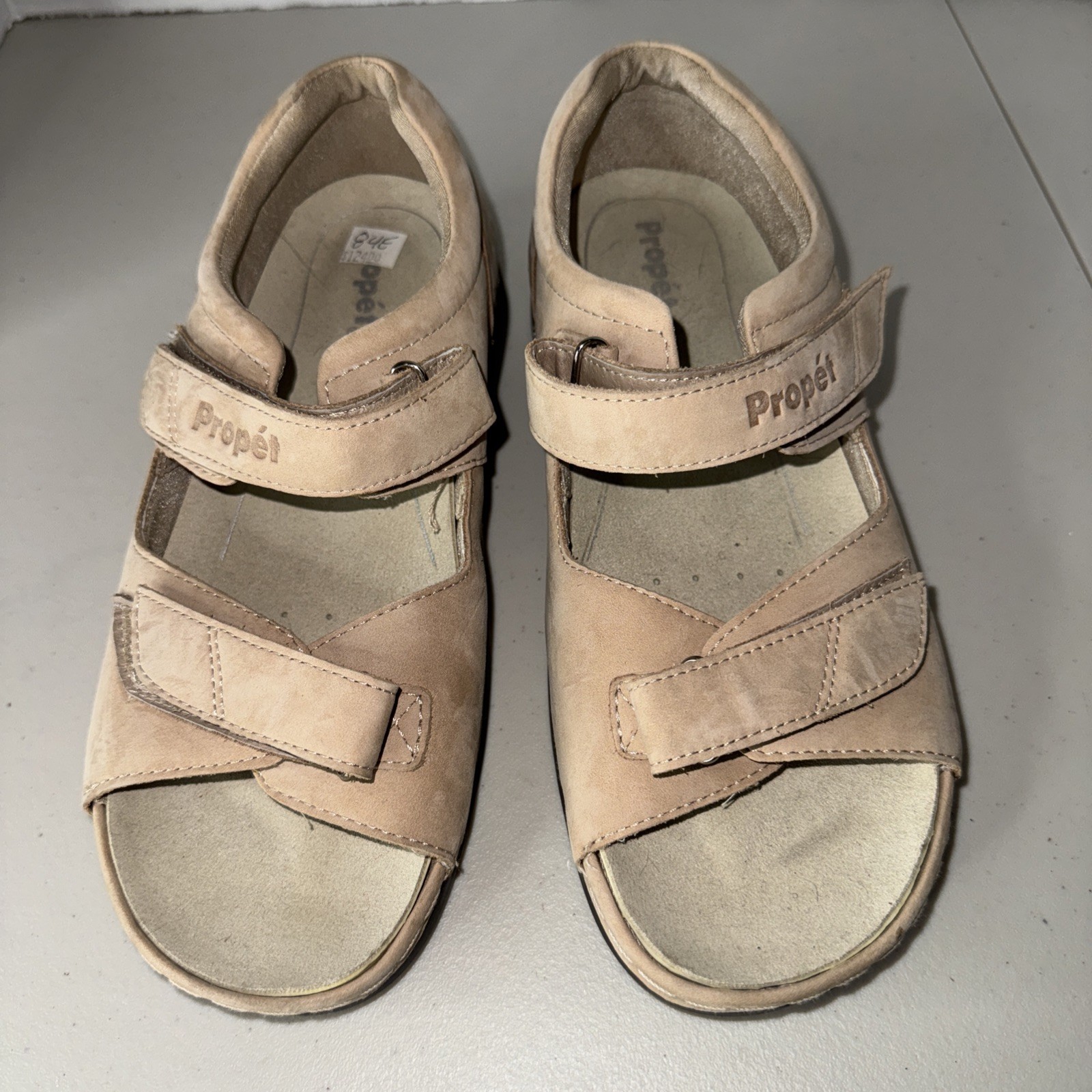 APL Propet Pedic Walker scarpe sandalo con cinturino in pelle marrone da donna 8 XX $125