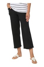 Belle by Kim Gravel Women's TripleLuxe Twill WideLeg Crop w/Fray Black