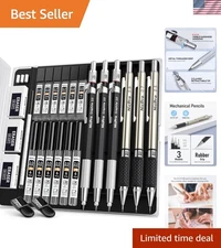 Elegant 6PCS Mechanical Pencil Collection with 12 Refills for Creative Writing