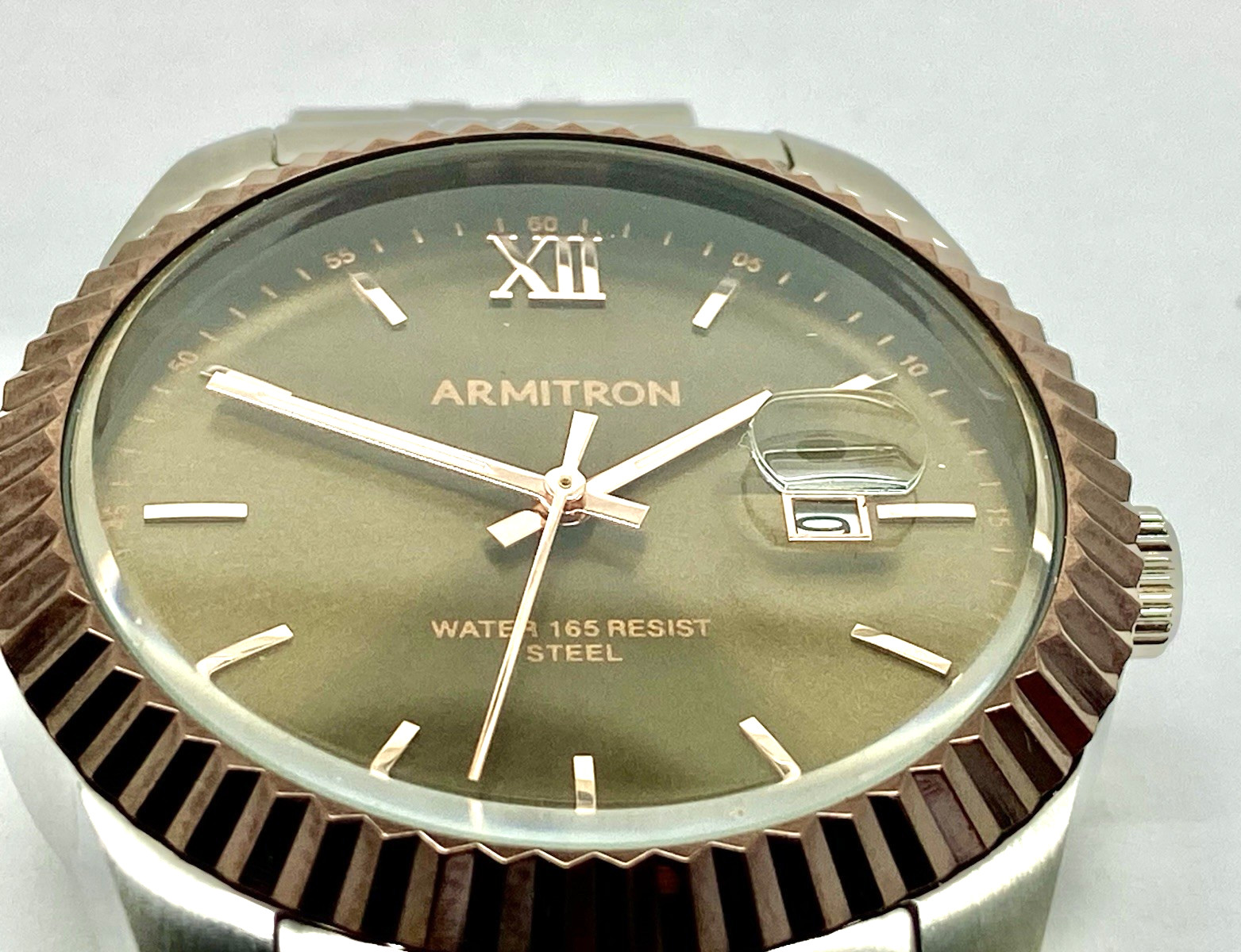 Armitron Men's Watch 20-5521SV Quartz WR50m Date Brown Tone 40mm NEW BATTERY