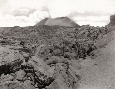 Mount Vesuvius Italy Volcano Eruption Lava Slopes Landscape Vtg. Photo 19thC.