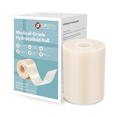 Lifara Hydrocolloid Roll 4in x 26ft Sterile Waterproof Wound Care