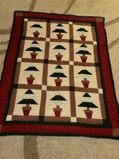 Handmade Holiday Christmas tree Quilt Wall Hanging Tapestry Art 56x47