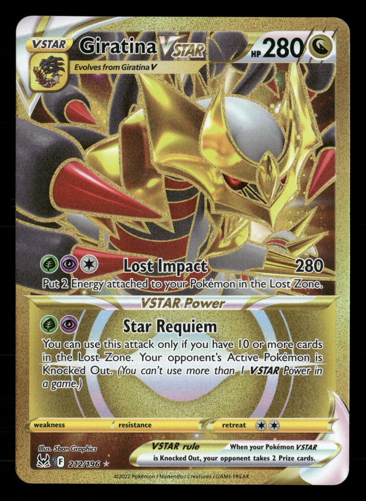 Giratina VSTAR - 212/196 - Secret Rare - Lost Origin - Pokemon Card - NM/M