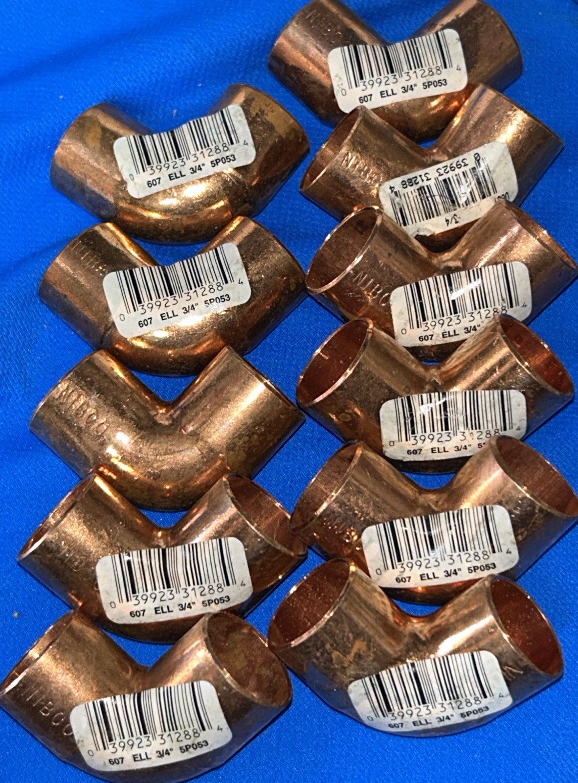 Lot of 11 NIBCO 607 3/4” Copper 45° Elbow C x C Sweat Fittings USA NOS