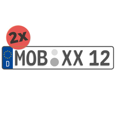 2x Carbon Auto/KFZ Euro Kennzeichen | 520x110mm Nummernschilder Autokennzeichen