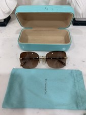 Tiffany  Co. Rimless Sunglasses Gold Tone Diamond Accents