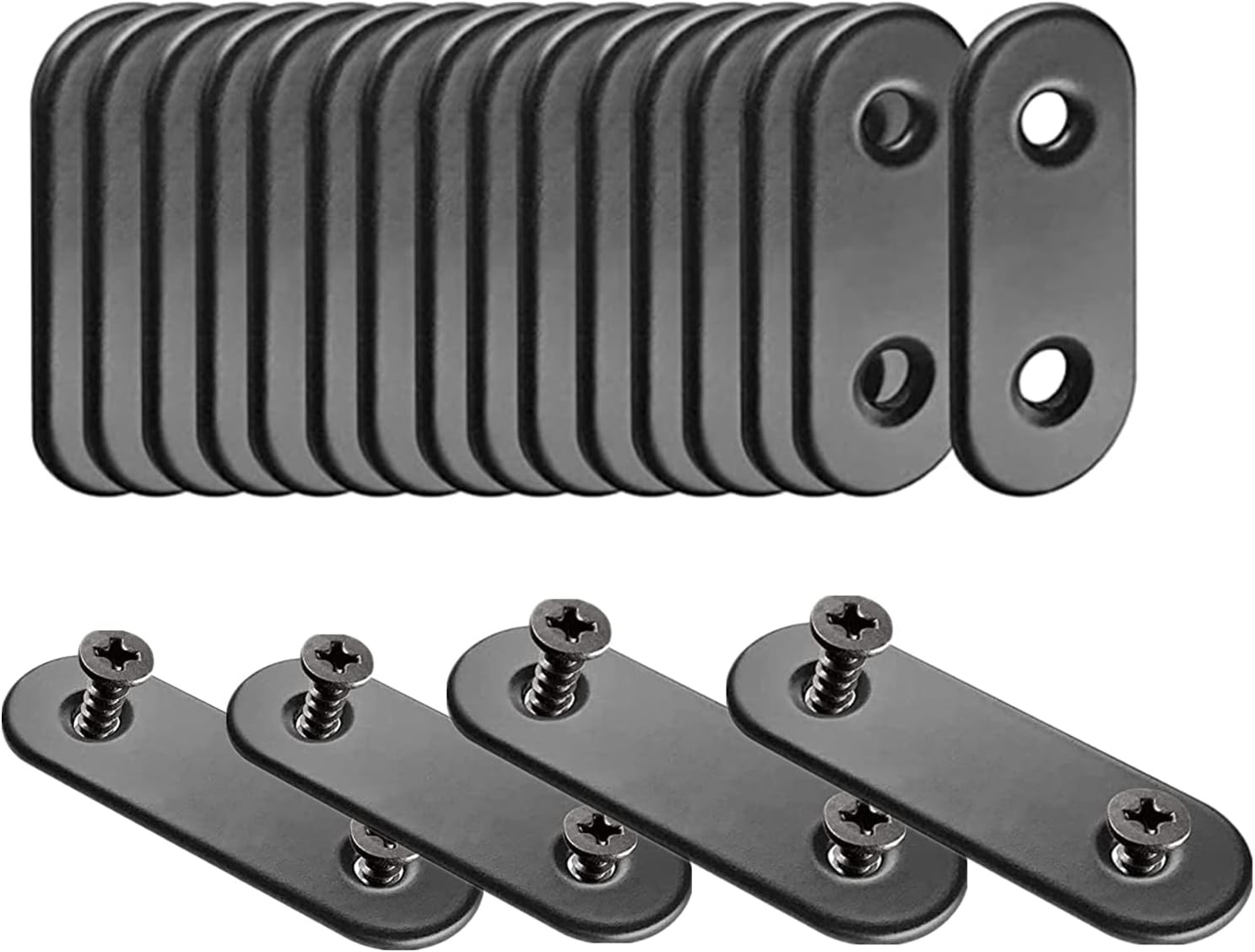 WYSUMMER Black Flat Straight Brace,20Pcs Metal Mending Brackets Straight Corner