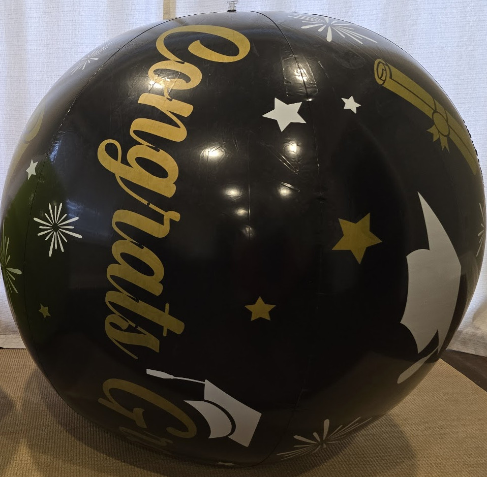 Discontinued Giant Congrats Beach Ball 60" Deflated - Black