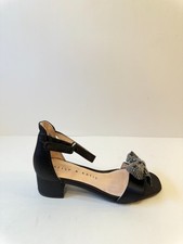 C47. Katie & Kelly Heels Black Bow Tie-US 12 Kids