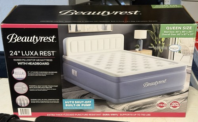 #ad Beautyrest Headboard Luxarest 24quot; Queen Size Raised Air Mattress Built In Pump $120.00