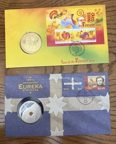 Set of 3 Australian First Day Covers and Coins
