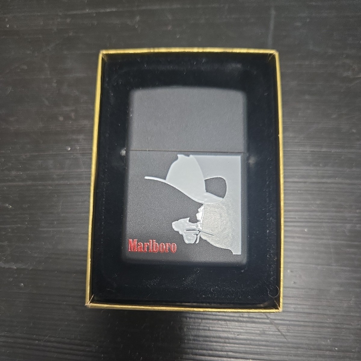Vintage 1995 Marlboro Man Cowboy Black Matte Zippo Lighter New In