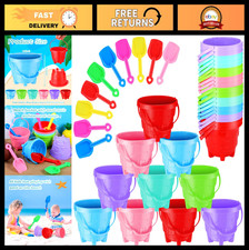 6 Set Beach Sand Buckets  Shovels - Colorful Castle Design for Kids Summer Fun