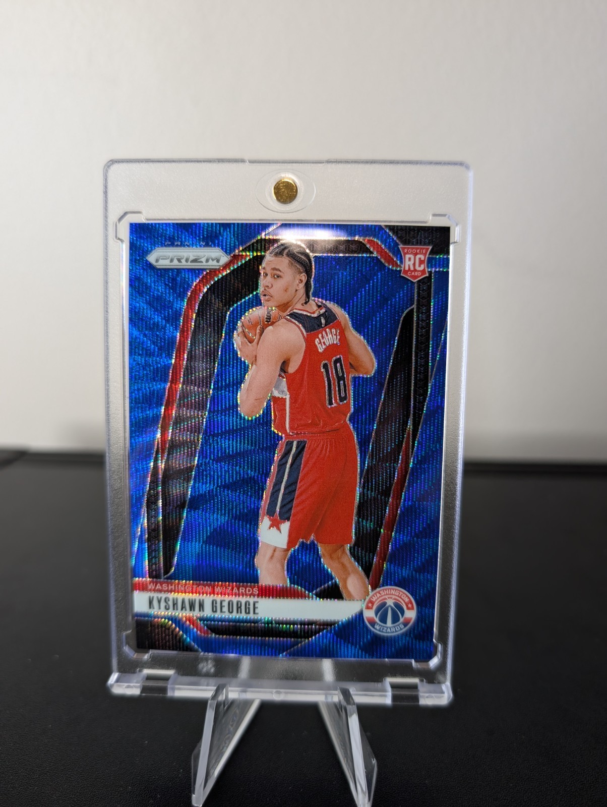 Kyshawn George 2024-25 Prizm Blue Wave RC /125 Wizards Rookie #257