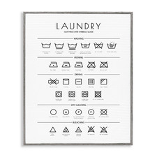 Stupell Industries Laundry Cleaning Symbols Minimal Design Gray Framed Giclee Ar