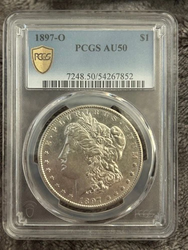 Semi-Key 1897-O MORGAN SILVER DOLLAR, PCGS AU-50 and looks AU-53. Solid breast