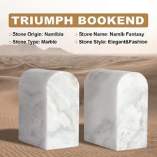 Heavy Duty 13LB Marble Bookends – Non-Slip Decorative Set for Shelves