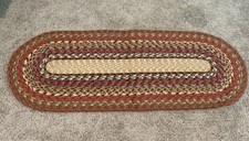 Fall Decor Braided Table Runner 13x36 Jute Cotton Orange Green Yellow Red