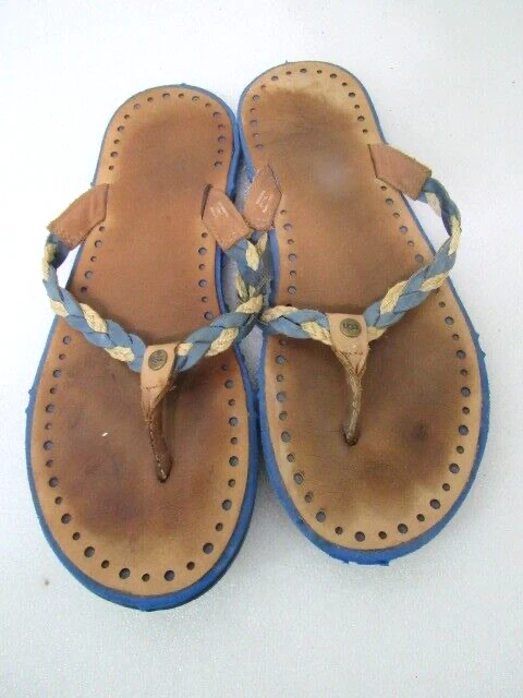 Sandali infradito infradito UGG donna pelle marrone blu corda misura 10