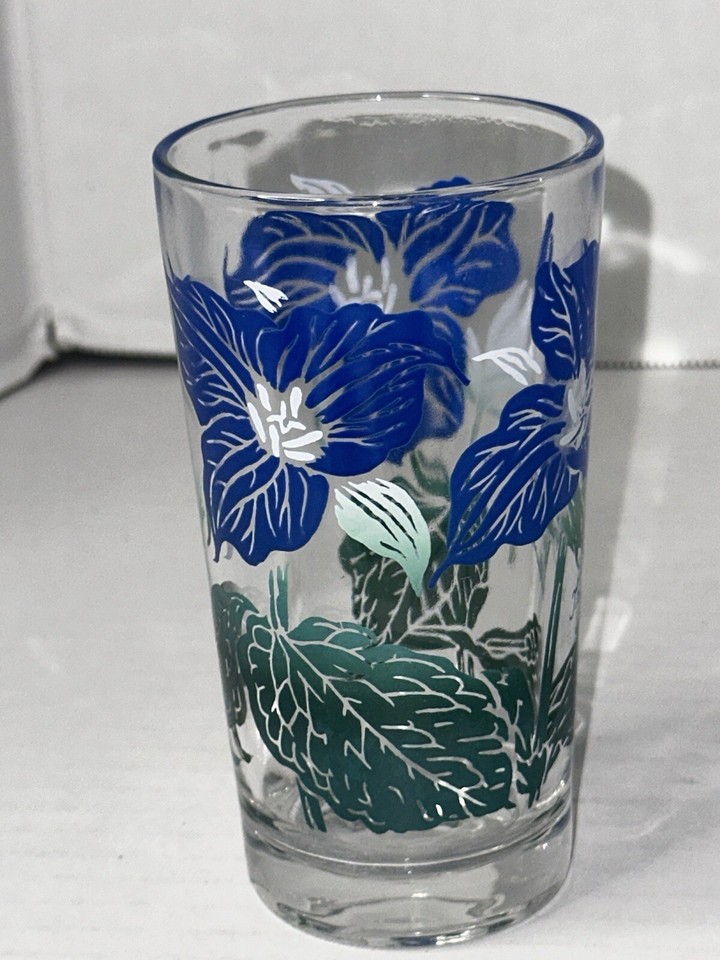 Vintage Boscul Peanut Butter Flower Drinking Glasses 5” Set 8 W