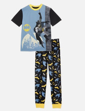 Boys Size 4/5 Short Sleeve Crew Neck 2 Piece Batman Pajama Set NWT