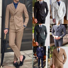 Formal Men's Suits Slim Fit Peak Lapel Double Breasted Tuxedos Wedding Blazer