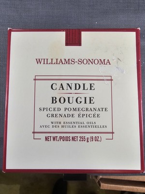 Williams-Sonoma  SPICED POMEGRANATE 9 0z Candle Red Glass NEW
