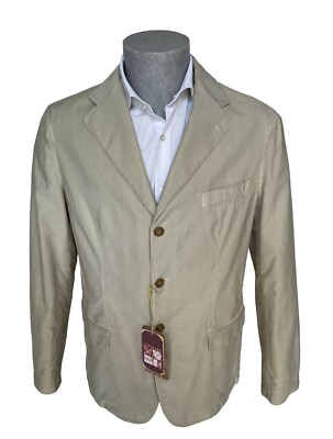 Mens Navigare Jacket, Size 50 Regular, Beige Cotton Piquet Winter, -70%.