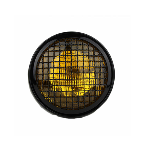 Black amber lens 5.75" slim grill headlight Harley cafe racer chopper bobber - Picture 2 of 5
