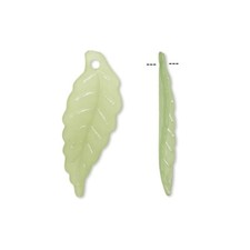 Drop, 100 Acrylic Frosted Light Green 26x10mm Leaf Drop Charms