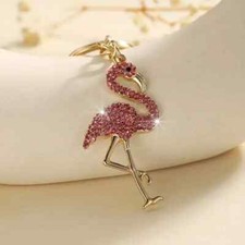 Llavero colgante de flamenco con diamantes de imitación bolso bolso bolso llavero regalo dorado