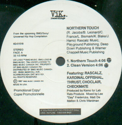 Rascalz, Kardinal Offishall, Thrust - Northern Touch (12'', Promo) (Very Good Plu