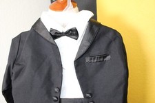 Western Boys Tuxedo Four Toddler Set Black Jacket Shirt Pants Bow Tie Cumberbund