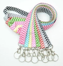 Chevron Fabric Necklace LANYARD with Key ring for Key / ID Badge Holder