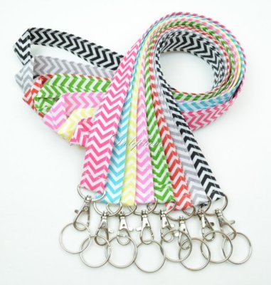 Chevron Fabric Necklace LANYARD with Key ring for Key / ID Badge Holder