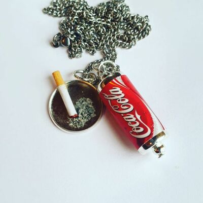 Handgefertigte KOKSDOSE & ZIGARETTEN HALSKETTE MINI Charm MINI Fags ZIGS Aschenbecher
