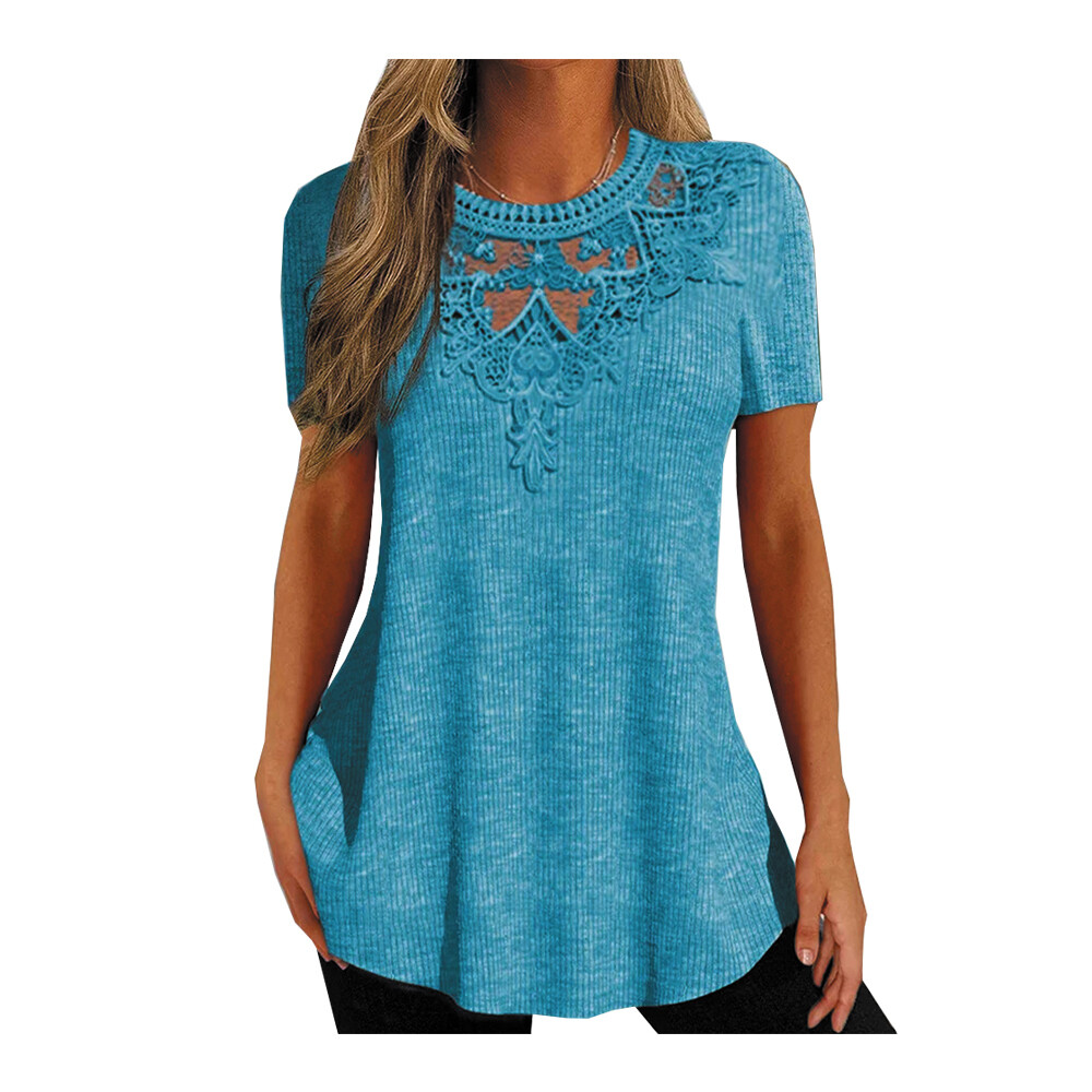 売れ筋商品|||ゲス カットソー トップス レディース Women's Tullia Lace-Trim Camisole Nimbus Blue Womens Lace Tunic Tops Ladies Short Sleeve Summer Casual T