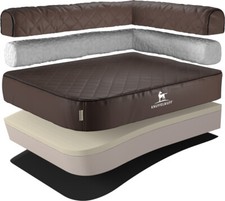 Knuffelwuff Laser-Quilted Artificial Leather Orthopaedic Corner Dog Bed Winslow