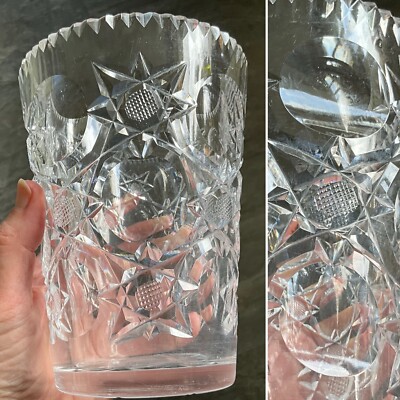 Vintage Brierley Steven s Williams CONSTELLATION geschliffener Kristall 6,25  Vase Optik Stern.
