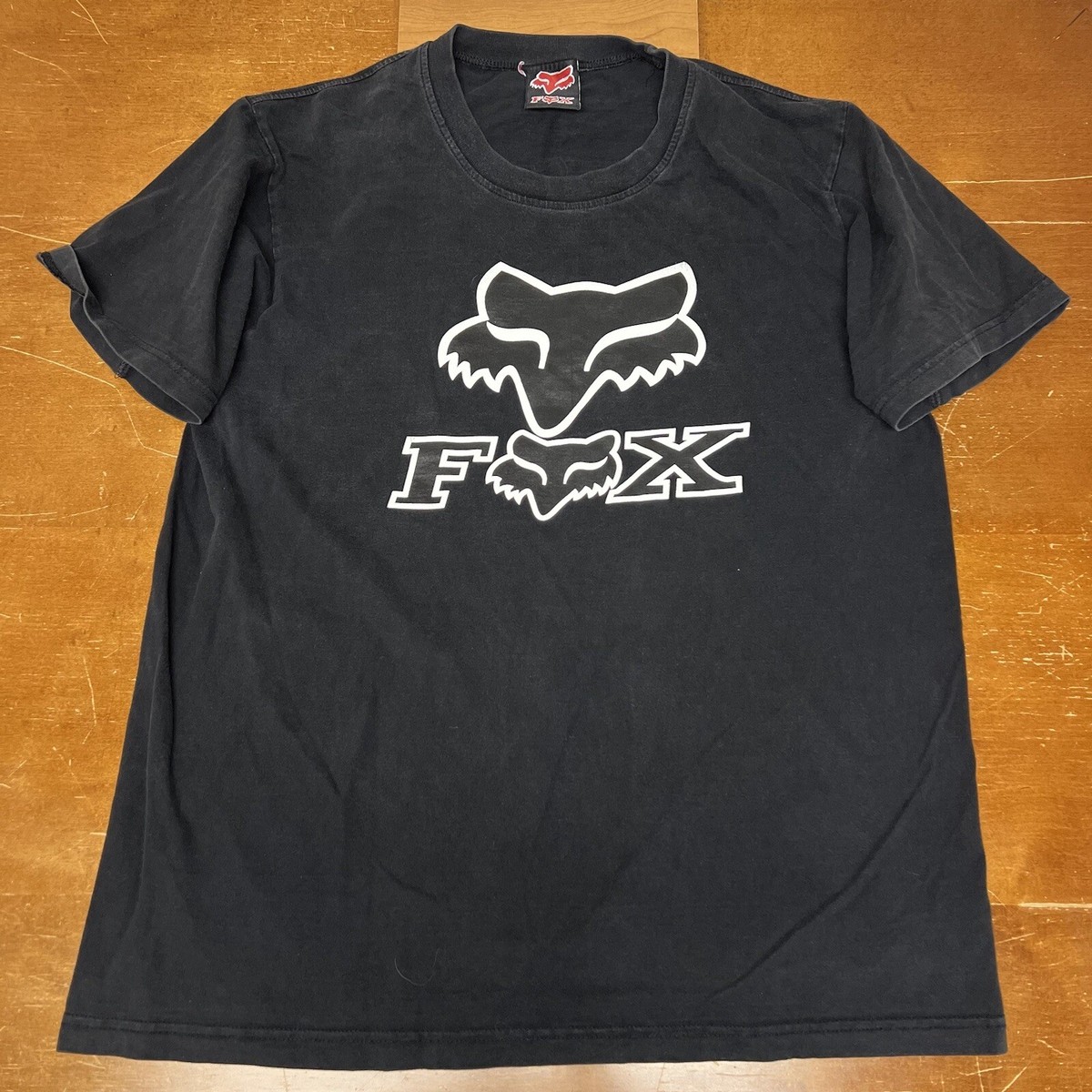 Fox Shirt Mens Extra Large Black Short Sleeve Racing Double Sided
