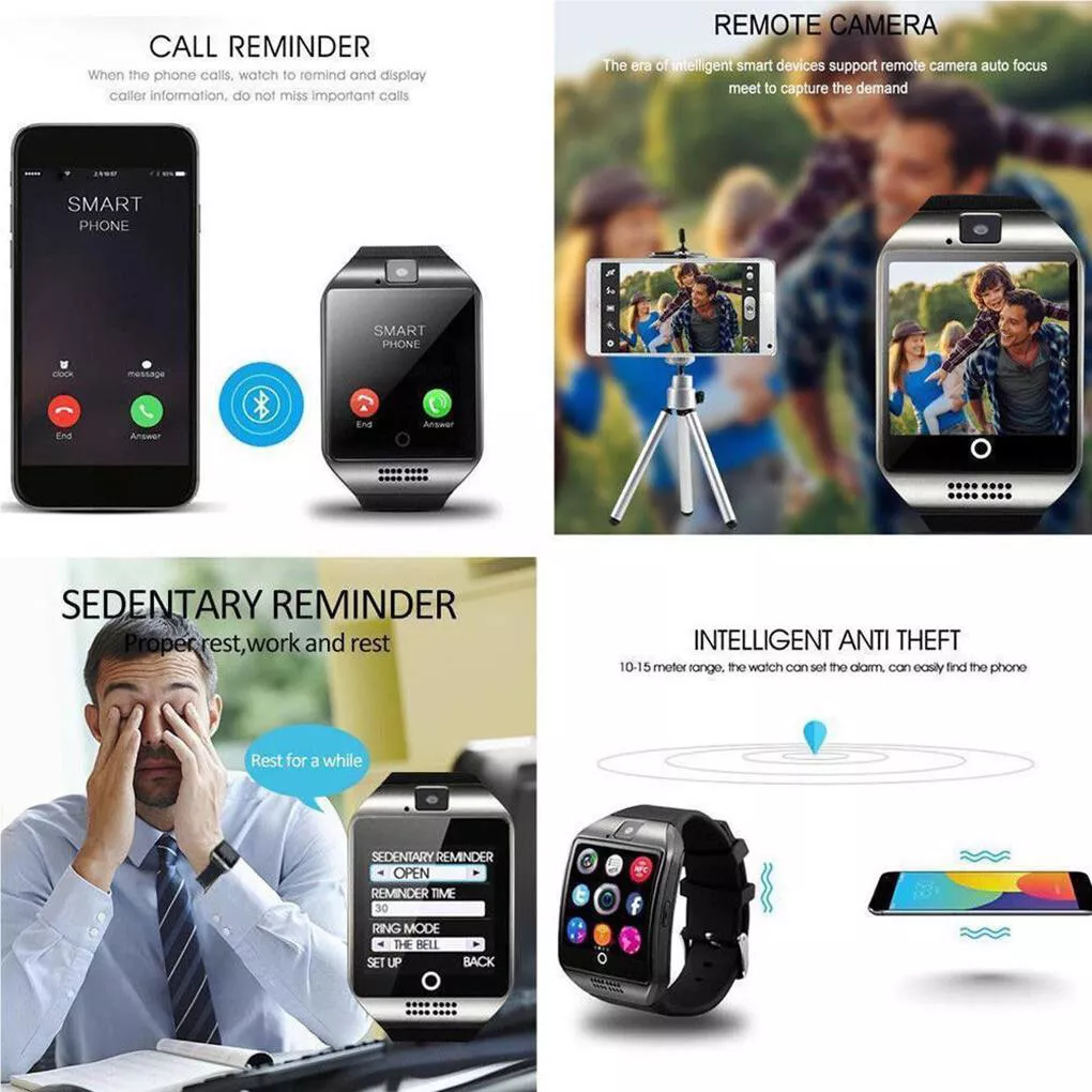 New Q18 Bluetooth Smart Watch SIM Card Camera Fitness Tracker For