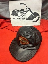 Vintage 80s Harley Davidson Leather Hat Made In USA 1980s Motorcycle 70s