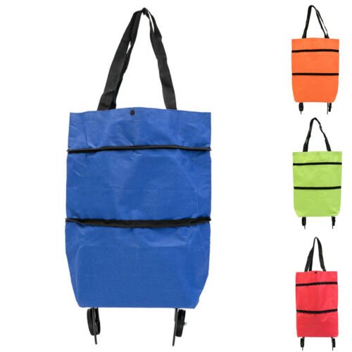 2 In 1 Foldable Two-stage Zipper Folding Shopping Bag With Wheels Shopping Cart  - Picture 1 of 14
