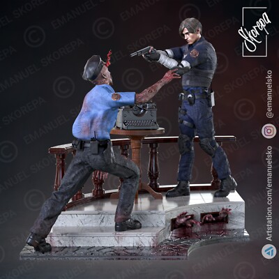 Leon Kennedy Resident Evil 2 Diorama resin scale model kit unpainted 3d print