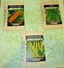 Lot Of 3 Vintage Card Seed Company Boxes EMPTY Bush Beans Corn Peas